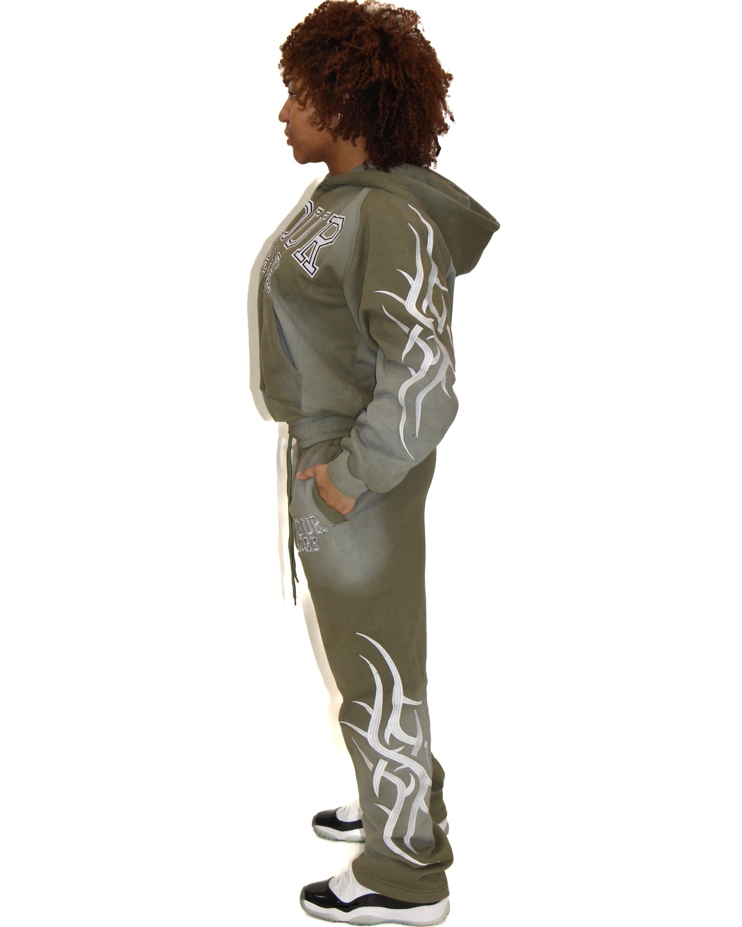 "Olive Green" Essential Zip-up Set