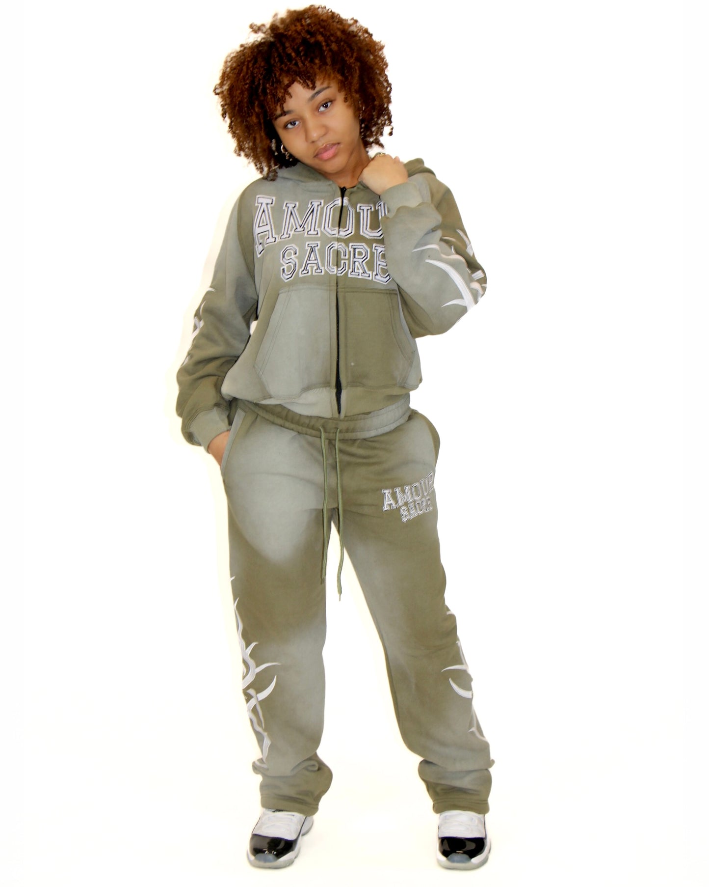 "Olive Green" Essential Zip-up Set